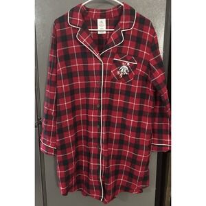 Disney Store Minnie Mouse Plaid Nightshirt Women's XS Christmas Nightgown